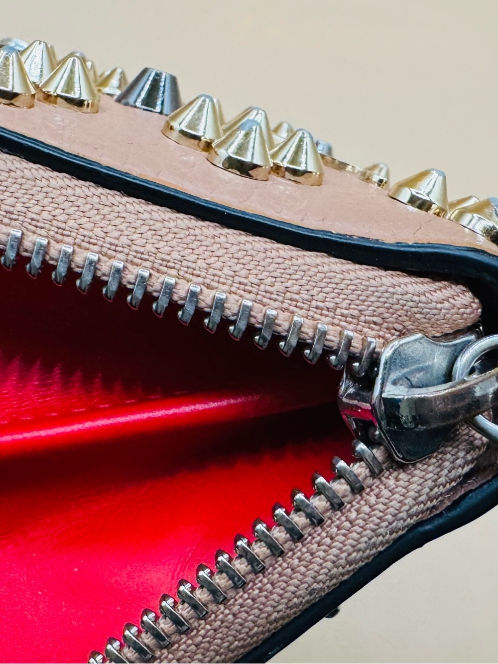 Christian Louboutin Studded Zip Wallet in Dusty Rose - Picture 8 of 13